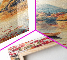 Carregar imagem no visualizador da galeria, Canoe On A Serene Fall Lake, Framed Canvas Print, Autumn Decor, Fall Wall Art, Fall Poster, Autumn Prints Wall Art