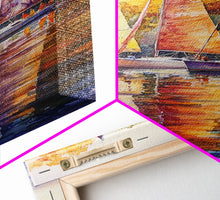 Load image into Gallery viewer, Colorful Sailboats Reflected On Water Framed Canvas Print Fall Nautical Wall Art Coastal Decor Best Gift Idea Holiday Wall Art