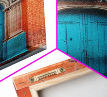 Cargar imagen en el visor de la galería, Change1 Mexican Wall Art, Colorful Mexican Door Architecture Painting Framed Canvas Print, Traditional Hacienda Architecture, Ready To Hang