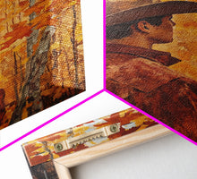 Load image into Gallery viewer, Cowboy in Autumn Forest Framed Canvas Print - Rustic Fall Wall Art Perfect Gift Idea 2024 Country Decor - Moody Landscape Art