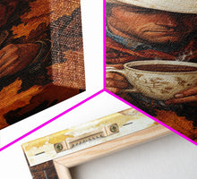 Load image into Gallery viewer, Cowboy Holding Hot Drink Framed Canvas Print - Moody Winter Landscape Art Perfect 2024 Christmas Wall Decor