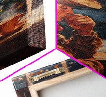 Load image into Gallery viewer, Cowboy in Snow with Coffee Framed Canvas Print - Winter Country Scene Art 2024 Cozy Christmas Wall Decor and Gift Idea