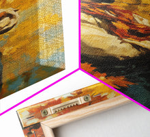 Load image into Gallery viewer, Cowboy Walking in Winter Forest at Sunset Canvas Print, Seasonal Western Wall Art, Rustic Christmas Wall Decor, Vibes, Framed Canvas Print