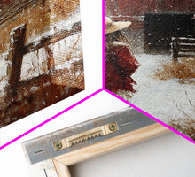 Load image into Gallery viewer, Country Girl with Falling Leaves Canvas Print, Autumn Wall Art, Farmhouse Holiday Decor, Fall Decor, Trendy Wall Art, Framed Canvas Print