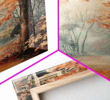 Carregar imagem no visualizador da galeria, Framed Canvas Print of Foggy Autumn Forest with Red Leaves, Moody Landscape Wall Art, Fall Seasonal Decor, Best Gift Idea, Modern Farmhouse