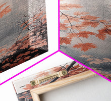 Carregar imagem no visualizador da galeria, Framed Canvas Print of Fall Leaves on Branches in Misty Forest, Moody Landscape Wall Art, Fall Decor, Gift Idea, Farmhouse Seasonal Art