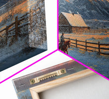 Load image into Gallery viewer, Dawn on the Frontier - Christmas scene art, winter wonderland, rustic Christmas art, Christmas farmhouse decor, snowy mountain art