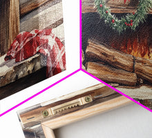 Load image into Gallery viewer, Cozy Cabin Fireplace Christmas Canvas Print | Rustic Christmas Wall Art | Holiday Home Decor | Christmas Mantle Decor | 2024 Christmas Gift
