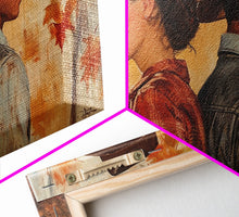 Carregar imagem no visualizador da galeria, Framed Canvas Print Cowboy Gazing Over Snowy Landscape Western Horse Rider Winter Mountain Art Winter Wonderland Wall Art