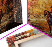 Load image into Gallery viewer, Cowboy resting in the snow with white pink background, Framed Canvas Print, minimalist winter wall art, western home decor, seasonal artwork