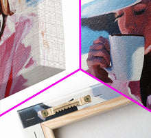 Load image into Gallery viewer, Cowgirl Enjoying A Cup of Coffee, Framed Canvas Print, Winter Wall Art, Pink Decor, Gift For Her, Seasonal Winter Home Decor