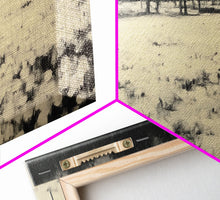 Carregar imagem no visualizador da galeria, Framed Canvas Print misty forest pathway surrounded by vibrant autumn foliage, serene landscape wall art for fall or rustic home decor