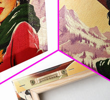 Carregar imagem no visualizador da galeria, Framed Canvas Print winter wonderland scene, snow-covered trees and a peaceful horizon, serene holiday wall art ideal rustic Christmas decor