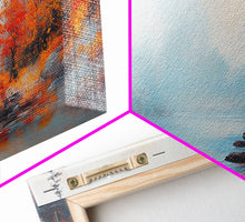 Carregar imagem no visualizador da galeria, Fall On The Lake, Framed Canvas Print, Beautiful Seasonal Decor, Moody Landscape Painting