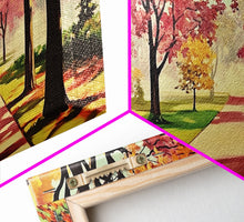 Load image into Gallery viewer, Colorful Autumn Path Canvas Print, Fall Park Scene Wall Art, Modern Farmhouse Autumn Decor, Holiday Art, Best Seasonal Gift Idea