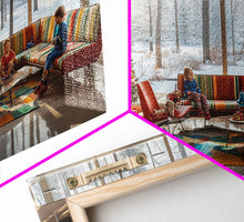 Cargar imagen en el visor de la galería, Fall Festival Sunset Framed Canvas Print, Autumn Farmhouse Decor, Rustic Country Landscape Art, Fall Gift Idea, Seasonal Wall Art