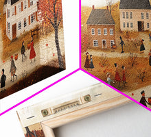 Carregar imagem no visualizador da galeria, Autumn Harvest Village Scene Framed Canvas Print - Cozy Fall Decor and Seasonal Wall Art with Country Charm and Autumn Ambiance