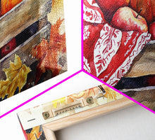 Load image into Gallery viewer, Basket With Pumpkins And Apples Framed Canvas Print Tall Art Rustic Fall Decor Thanksgiving Autumn Harvest Home Wall Art Farmhouse Gift Idea