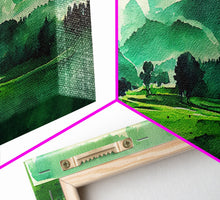 Load image into Gallery viewer, Emerald Green Watercolor Landscape Abstract, ready to hang canvas print wall art, framed canvas wall art