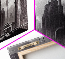 Load image into Gallery viewer, Dystopian Art Deco Style Architecture, Extra Large Wall Art, Framed Panoramic Canvas Print, Framed Wall Decor