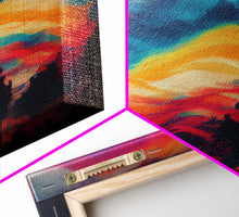 Load image into Gallery viewer, Beautiful Panoramic Sunset Watercolor, Extra Large Wall Art, Framed Panoramic Canvas Print, Framed Wall Art