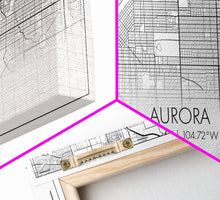 Load image into Gallery viewer, Aurora Street Map, Colorado Map, Map Print, Modern Art, Wall Art, Canvas Print, College Apartment, Colorado Wall Art, Mom Birthday Gift