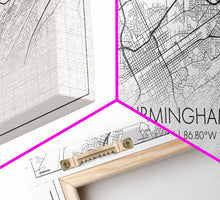 Load image into Gallery viewer, Birmingham Street Map, Alabama Map, Map Print, Modern Art, Wall Art, Canvas Print, Hometown Gifts, Entryway Décor, Farmhouse Wall Art