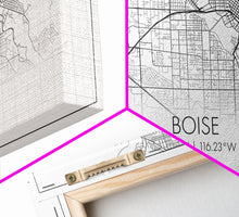 Load image into Gallery viewer, Boise Street Map, Idaho Map, Map Print, Modern Art, Wall Art, Canvas Art, Friendship Gift, Minimalist Décor, Bar Cart Décor, Rustic Home Art