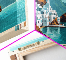 Load image into Gallery viewer, Amorgos, Greece Panoramic Print, Vacation Gift, Greece Wall Art, Beach Painting, Beach Decor, Large Wall Art, Wood Frame Art