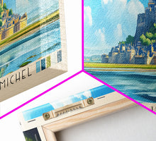 Load image into Gallery viewer, Bay of Mont Saint-Michel, France Panoramic Beach Print, Vacation Gift, France Wall Art, Framed Canvas Print, Framed Beach Painting