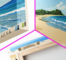 Load image into Gallery viewer, Blue Beach La Chiva, Puerto Rico Panoramic Beach Print, Vacation Gift, Puerto Rico Wall Art, Framed Canvas Print, Framed Beach Painting