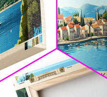 Load image into Gallery viewer, Borak, Croatia Panoramic Beach Print, Vacation Gift, Croatia Wall Art, Framed Canvas Print, Framed Beach Painting