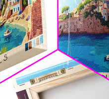 Carregar imagem no visualizador da galeria, Cala Fornells, Spain Panoramic Beach Print, Vacation Gift, Spain Wall Art, Framed Canvas Print, Framed Beach Painting