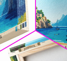 Carregar imagem no visualizador da galeria, Cala Violina, Italy Panoramic Beach Print, Vacation Gift, Italy Wall Art, Framed Canvas Print, Framed Beach Painting