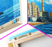 Carregar imagem no visualizador da galeria, Camogli Beach, Italy Panoramic Beach Print, Vacation Gift, Italy Wall Art, Beach Painting, Beach Decor, Beach Painting