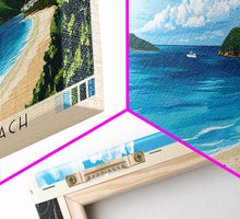Cargar imagen en el visor de la galería, Coki Point Beach, US Virgin islands Panoramic Print, Vacation Gift, US Virgin islands Wall Art, Beach Painting, Beach Decor, Large Wall Art, Wood Frame Art