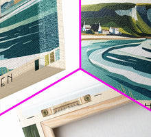 Load image into Gallery viewer, Cuckmere Haven, United Kingdom Panoramic Beach Print, Vacation Gift, United Kingdom Wall Art, Framed Canvas Print, Framed Beach Painting