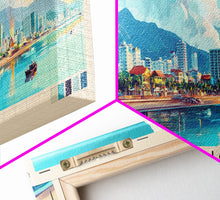 Load image into Gallery viewer, Da Nang, Vietnam Panoramic Beach Print, Vacation Gift, Vietnam Wall Art, Framed Canvas Print, Framed Beach Painting