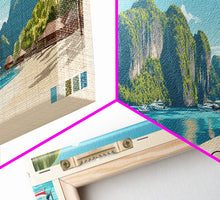 Load image into Gallery viewer, El Nido, Philippines Panoramic Print, Vacation Gift, Philippines Wall Art, Beach Painting, Beach Decor, Large Wall Art, Wood Frame Art