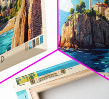 Load image into Gallery viewer, Embiez Island, France Panoramic Print, Vacation Gift, France Wall Art, Beach Painting, Beach Decor, Large Wall Art, Wood Frame Art
