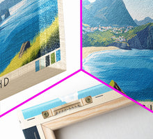 Carregar imagem no visualizador da galeria, Flores Island, Portugal Panoramic Print, Vacation Gift, Portugal Wall Art, Beach Painting, Beach Decor, Large Wall Art, Wood Frame Art