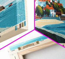 Load image into Gallery viewer, Santa Maria, Portugal Panoramic Beach Print, Vacation Gift, Portugal Wall Art, Beach Painting, Beach Decor, Beach Painting