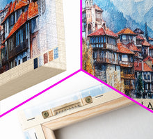 Carregar imagem no visualizador da galeria, Albena, Bulgaria Watercolor Beach Print, Vacation Gift, Bulgaria Wall Art, Framed Canvas Print, Framed Beach Painting