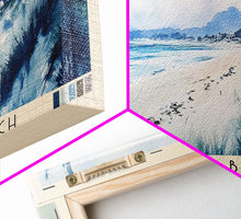 Load image into Gallery viewer, Almonta Beach, Australia Watercolor Beach Print, Vacation Gift, Australia Wall Art, Framed Canvas Print, Framed Beach Painting