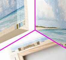 Load image into Gallery viewer, Andros, Bahamas Watercolor Beach Print, Vacation Gift, Bahamas Wall Art, Framed Canvas Print, Framed Beach Painting