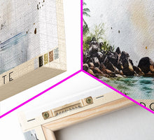 Load image into Gallery viewer, Anse Georgette, Seychelles Watercolor Beach Print, Vacation Gift, Seychelles Wall Art, Framed Canvas Print, Framed Beach Painting