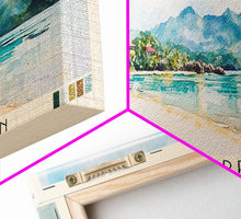 Load image into Gallery viewer, Anse Marron, Seychelles Watercolor Print, Vacation Gift, Seychelles Wall Art, Beach Painting, Beach Decor, Large Wall Art, Wood Frame Art