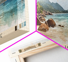 Load image into Gallery viewer, Anse St Jose, Seychelles Watercolor Beach Print, Vacation Gift, Seychelles Wall Art, Beach Painting, Beach Decor, Beach Painting