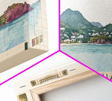 Load image into Gallery viewer, Antigua, Antigua and Barbuda Watercolor Beach Print, Vacation Gift, Antigua and Barbuda Wall Art, Framed Canvas Print, Framed Beach Painting