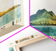 Load image into Gallery viewer, Auckland Island, New Zealand Watercolor Print, Vacation Gift, New Zealand Wall Art, Beach Painting, Beach Decor, Large Wall Art, Wood Frame Art